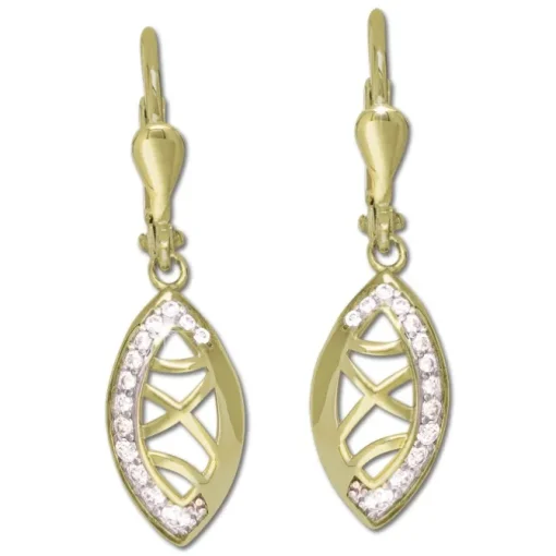 GoldDream Ohrhänger Blatt Zirkonia weiß Ohrring 333er Gold GDO5647Y