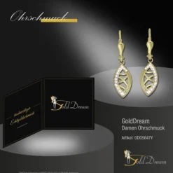 GoldDream Ohrhänger Blatt Zirkonia weiß Ohrring 333er Gold GDO5647Y