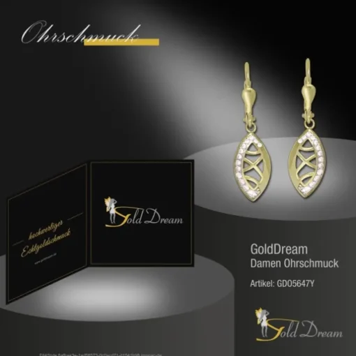 GoldDream Ohrhänger Blatt Zirkonia weiß Ohrring 333er Gold GDO5647Y