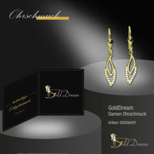 GoldDream Ohrhänger Blätter Zirkonia weiß Ohrring 333er Gold GDO5642Y