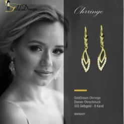 GoldDream Ohrhänger Blätter Zirkonia weiß Ohrring 333er Gold GDO5642Y