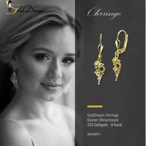 GoldDream Ohrhänger Circle Zirkonia weiß Ohrring 333er Gold GDO5687Y
