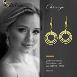 GoldDream Ohrhänger Circle Zirkonia weiß Ohrring 333er Gold GDO5639Y