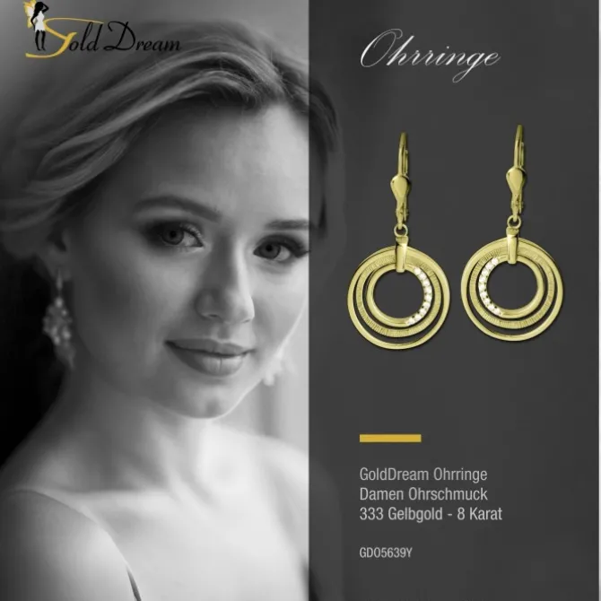 GoldDream Ohrhänger Circle Zirkonia weiß Ohrring 333er Gold GDO5639Y