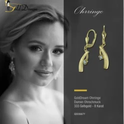 GoldDream Ohrhänger Elegance Zirkonia weiß Ohrring 333er Gold GDO5667Y