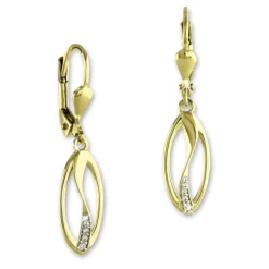GoldDream Ohrhänger Ellipse Zirkonia weiß Ohrring 333er Gold GDO553WY