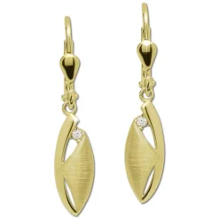 GoldDream Ohrhänger Ellipse matt Zirkonia weiß Ohrring 333er Gold GDO5641Y