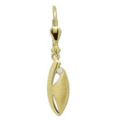GoldDream Ohrhänger Ellipse matt Zirkonia weiß Ohrring 333er Gold GDO5641Y