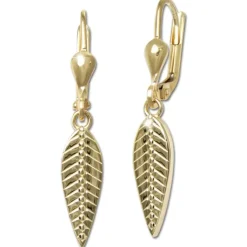 GoldDream Ohrhänger Feder glanz Ohrring 333 Gold Echtschmuck GDO5708Y