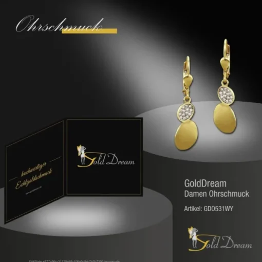 GoldDream Ohrhänger Oval Zirkonia weiß Ohrring 333 Gold Echtschmuck GDO531WY
