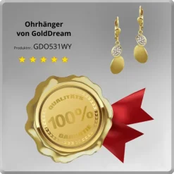GoldDream Ohrhänger Oval Zirkonia weiß Ohrring 333 Gold Echtschmuck GDO531WY