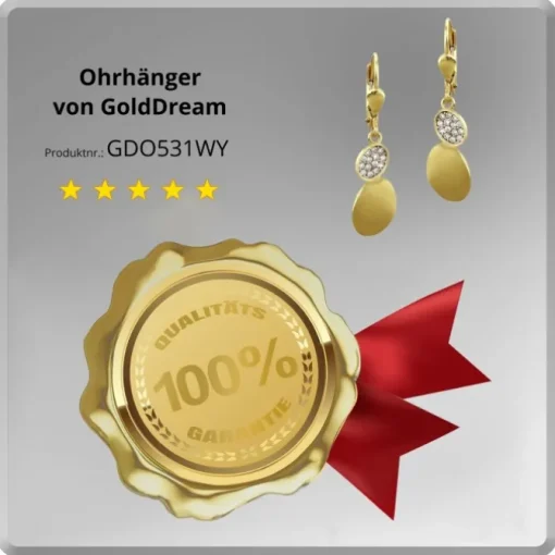 GoldDream Ohrhänger Oval Zirkonia weiß Ohrring 333 Gold Echtschmuck GDO531WY