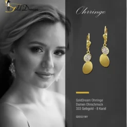 GoldDream Ohrhänger Oval Zirkonia weiß Ohrring 333 Gold Echtschmuck GDO531WY