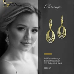 GoldDream Ohrhänger Ovale Zirkonia weiß Ohrring 333 Gold Echtschmuck GDO544WY