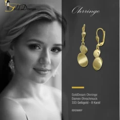 GoldDream Ohrhänger Ovale matt glanz Ohrring 333 Gold Echtschmuck GDO5666Y