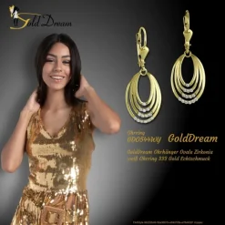 GoldDream Ohrhänger Ovale Zirkonia weiß Ohrring 333 Gold Echtschmuck GDO544WY