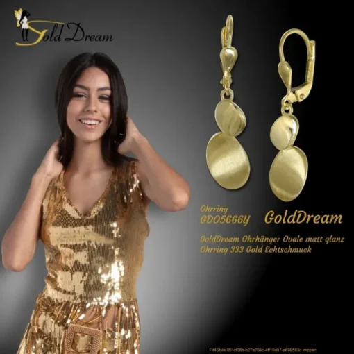 GoldDream Ohrhänger Ovale matt glanz Ohrring 333 Gold Echtschmuck GDO5666Y