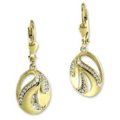 GoldDream Ohrhänger ovaler Fächer Zirkonia weiß Ohrring 333er Gold GDO554WY