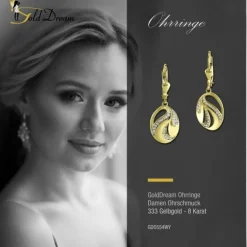 GoldDream Ohrhänger ovaler Fächer Zirkonia weiß Ohrring 333er Gold GDO554WY