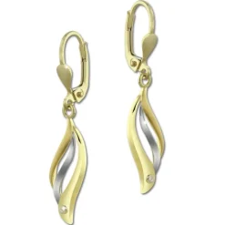 GoldDream Ohrhänger Wellen Zirkonia weiß Ohrring 333 Gold Echtschmuck GDO5163Y