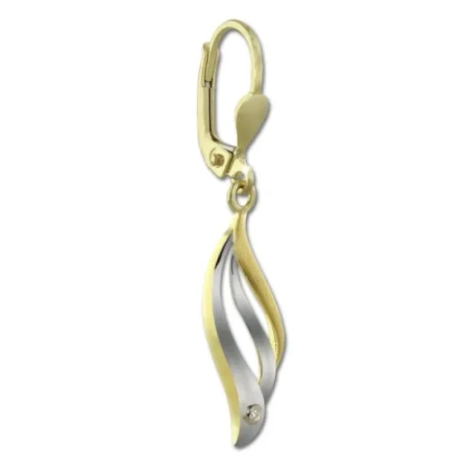 GoldDream Ohrhänger Wellen Zirkonia weiß Ohrring 333 Gold Echtschmuck GDO5163Y