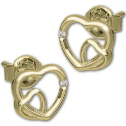 GoldDream Ohrstecker Doppelherz Zirkonia Ohrring 333 Gold Echtschmuck GDO5638Y