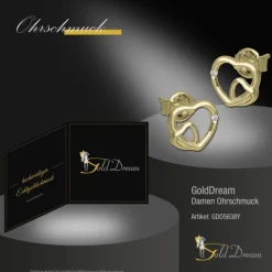 GoldDream Ohrstecker Doppelherz Zirkonia Ohrring 333 Gold Echtschmuck GDO5638Y