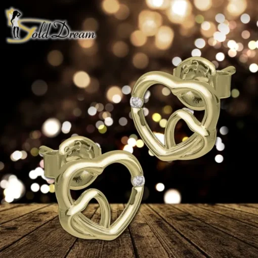 GoldDream Ohrstecker Doppelherz Zirkonia Ohrring 333 Gold Echtschmuck GDO5638Y