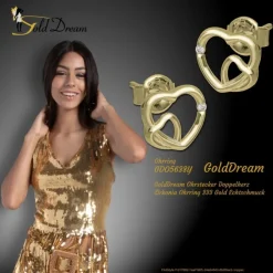 GoldDream Ohrstecker Doppelherz Zirkonia Ohrring 333 Gold Echtschmuck GDO5638Y