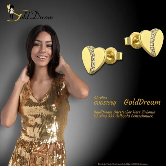 GoldDream Ohrstecker Herz Zirkonia Ohrring 333 Gelbgold Echtschmuck GDO5198Y