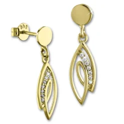 GoldDream Ohrstecker Loop Zirkonia weiß Ohrring 333 Gold Echtschmuck GDO561WY