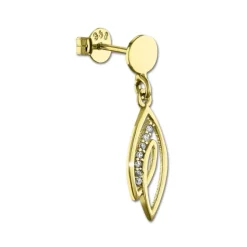 GoldDream Ohrstecker Loop Zirkonia weiß Ohrring 333 Gold Echtschmuck GDO561WY