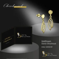 GoldDream Ohrstecker Loop Zirkonia weiß Ohrring 333 Gold Echtschmuck GDO561WY