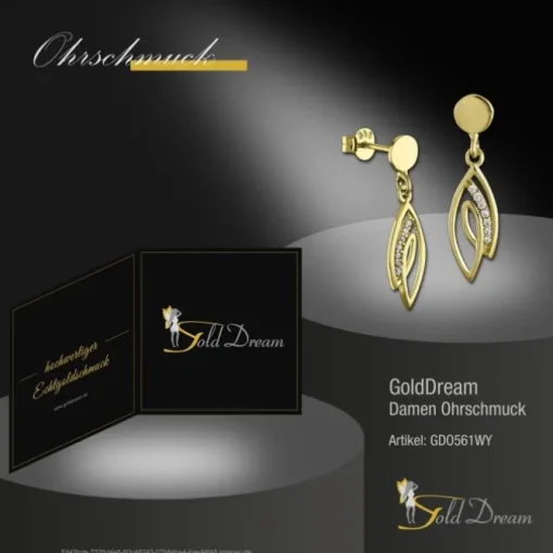 GoldDream Ohrstecker Loop Zirkonia weiß Ohrring 333 Gold Echtschmuck GDO561WY