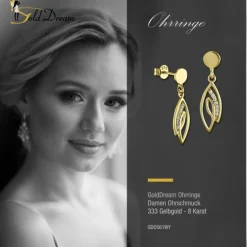 GoldDream Ohrstecker Loop Zirkonia weiß Ohrring 333 Gold Echtschmuck GDO561WY