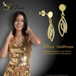 GoldDream Ohrstecker Loop Zirkonia weiß Ohrring 333 Gold Echtschmuck GDO561WY