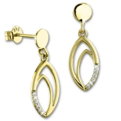 GoldDream Ohrstecker Oval Zirkonia weiß Ohrring 333 Gold Echtschmuck GDO558WY