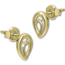 GoldDream Ohrstecker Oval Zirkonia weiß Ohrring 333 Gold Echtschmuck GDO5637Y