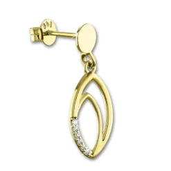 GoldDream Ohrstecker Oval Zirkonia weiß Ohrring 333 Gold Echtschmuck GDO558WY