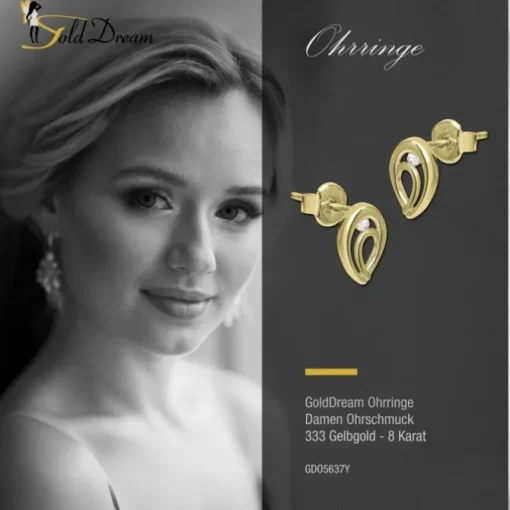GoldDream Ohrstecker Oval Zirkonia weiß Ohrring 333 Gold Echtschmuck GDO5637Y