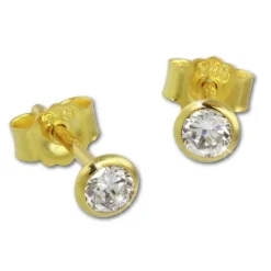GoldDream Ohrstecker Zirkonia 4mm weiß Ohrring 333 Gelbgold GDO0054Y