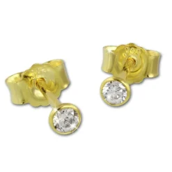 GoldDream Ohrstecker Zirkonia 3mm weiß Ohrring 333 Gelbgold GDO0053Y