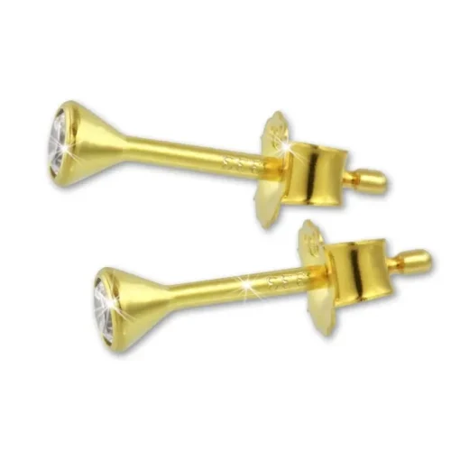 GoldDream Ohrstecker Zirkonia 3mm weiß Ohrring 333 Gelbgold GDO0053Y
