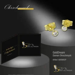 GoldDream Ohrstecker Zirkonia 3mm weiß Ohrring 333 Gelbgold GDO0053Y