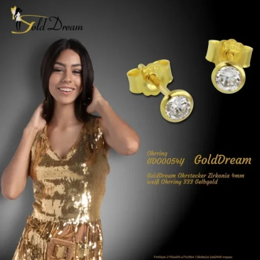 GoldDream Ohrstecker Zirkonia 4mm weiß Ohrring 333 Gelbgold GDO0054Y