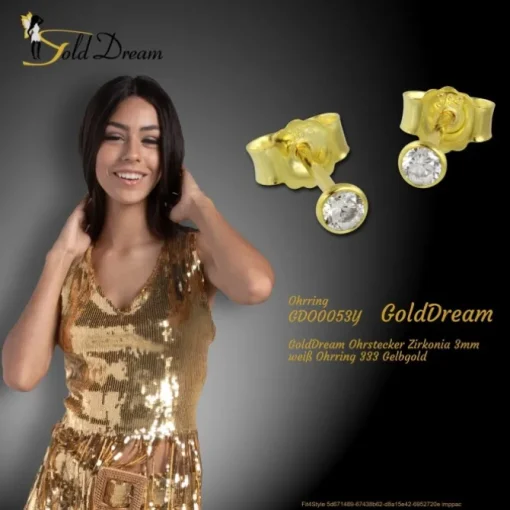 GoldDream Ohrstecker Zirkonia 3mm weiß Ohrring 333 Gelbgold GDO0053Y