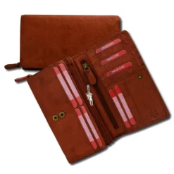 Großes Portemonnaie Querformat XXL Leder cognac Brieftasche OPD410O