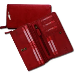 Großes Portemonnaie Querformat XXL Leder rot Brieftasche OPD410R