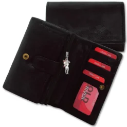 Großes Portemonnaie Querformat Leder schwarz Brieftasche OPD421S