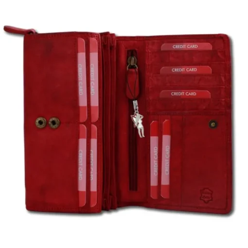 Großes Portemonnaie Querformat XXL Leder rot Brieftasche OPD410R
